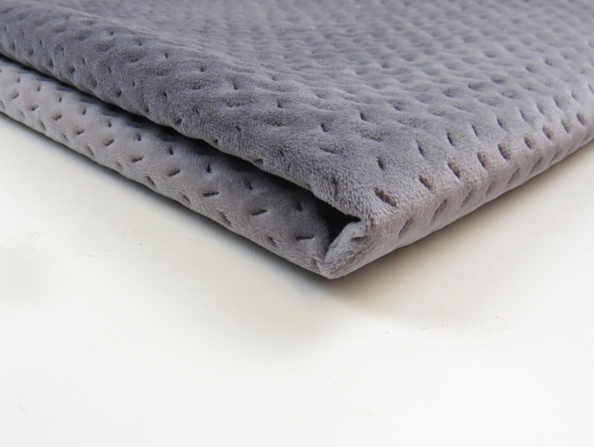 Cascade Steel Quilted Velvet Upholstery Fabric