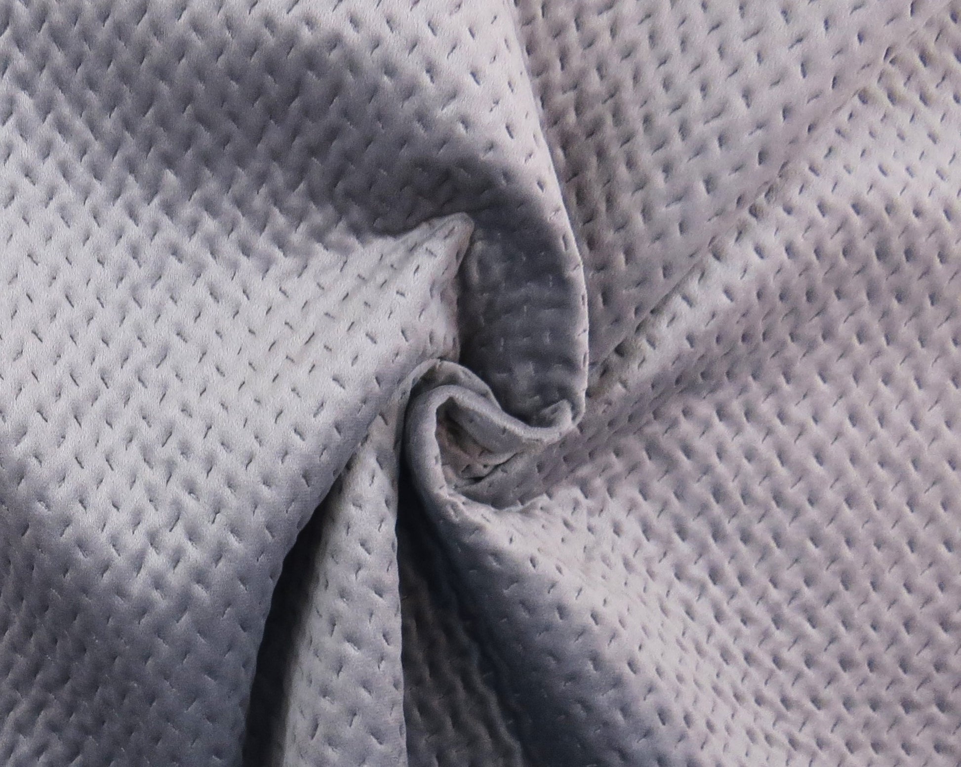 Cascade Steel Quilted Velvet Upholstery Fabric