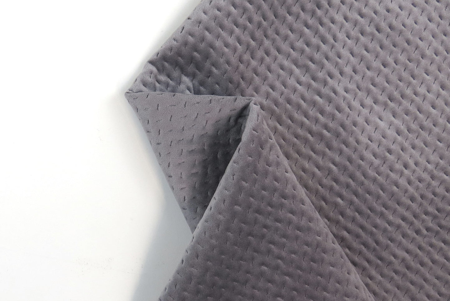Cascade Steel Quilted Velvet Upholstery Fabric