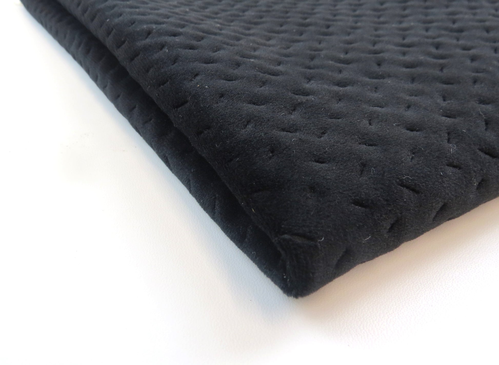 Cascade Black Quilted Velvet Upholstery Fabric