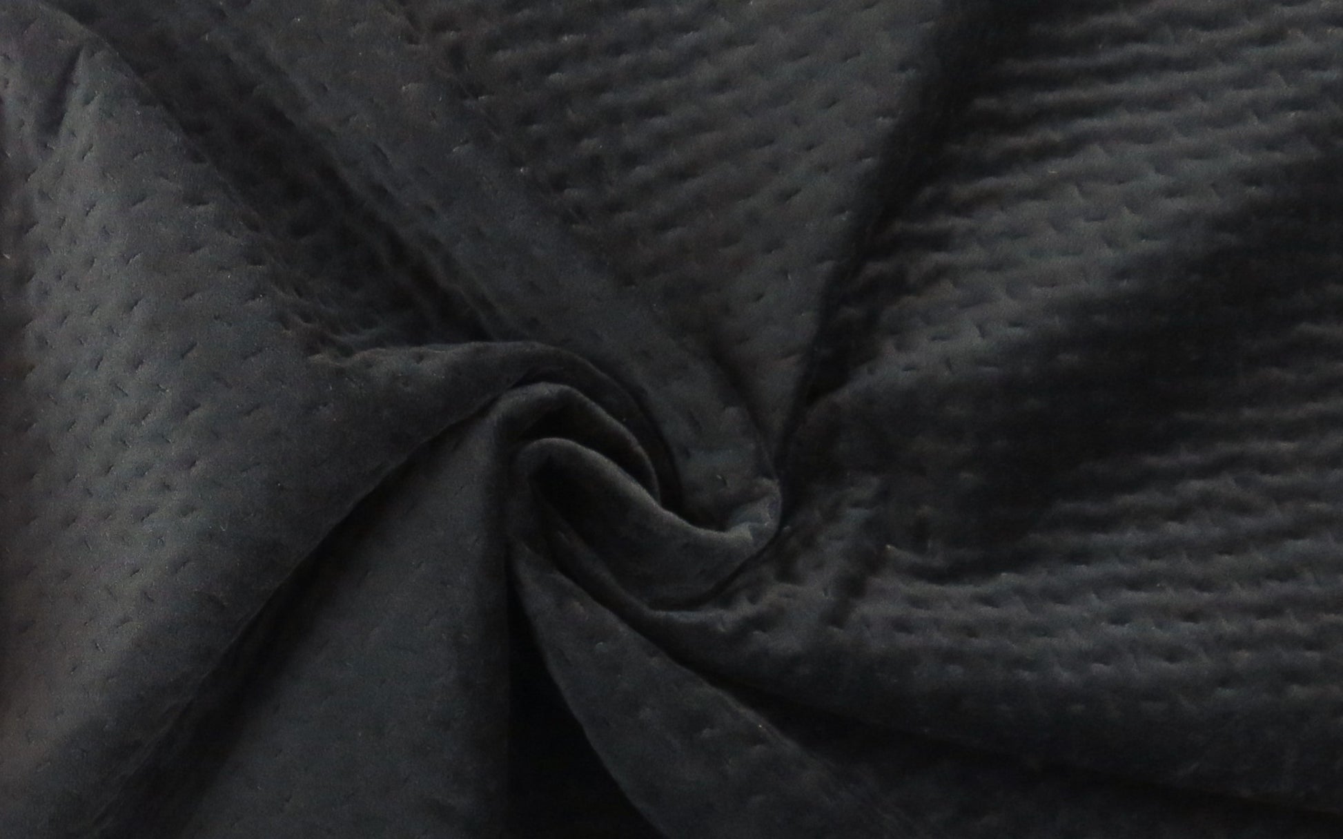 Cascade Black Quilted Velvet Upholstery Fabric