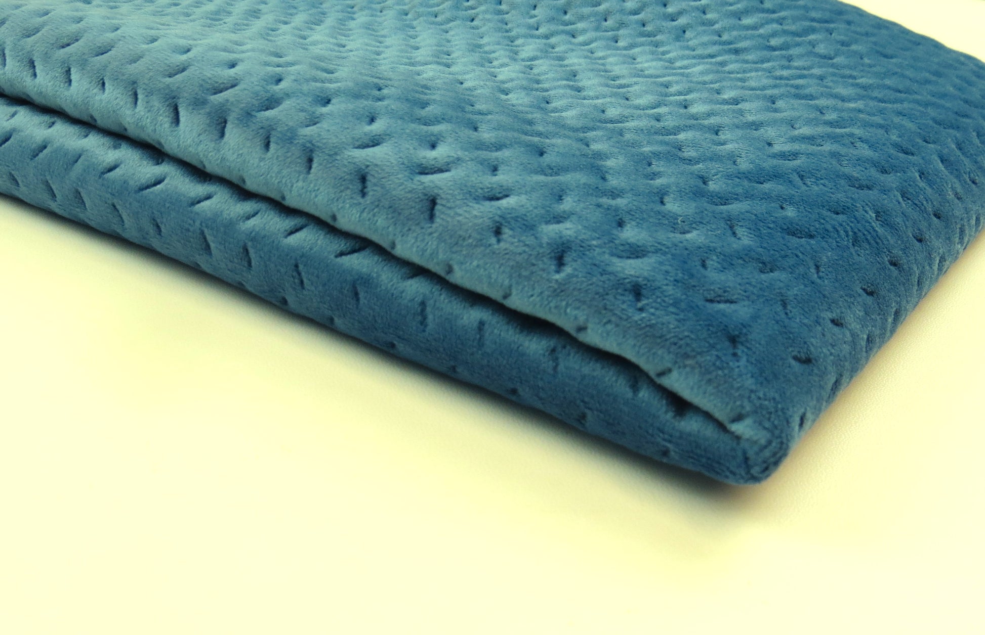 Cascade Sky Blue Quilted Velvet Upholstery Fabric