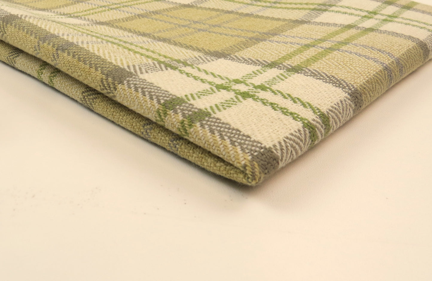 Chester Green Mix Plaid Tartan Flat Weave Upholstery Fabric