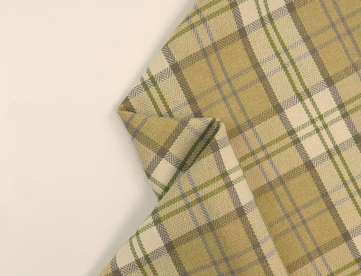Chester Green Mix Plaid Tartan Flat Weave Upholstery Fabric