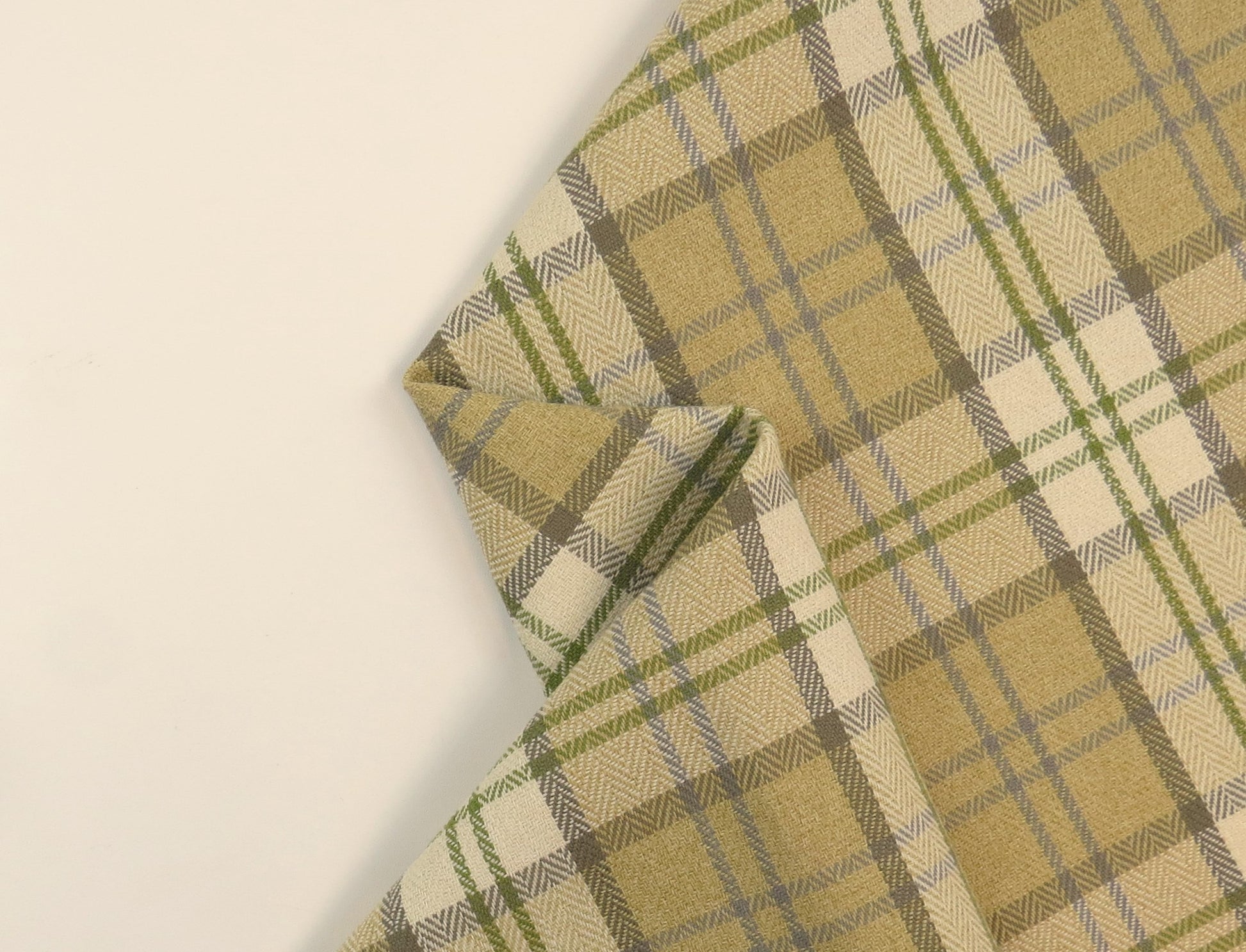 Chester Green Mix Plaid Tartan Flat Weave Upholstery Fabric