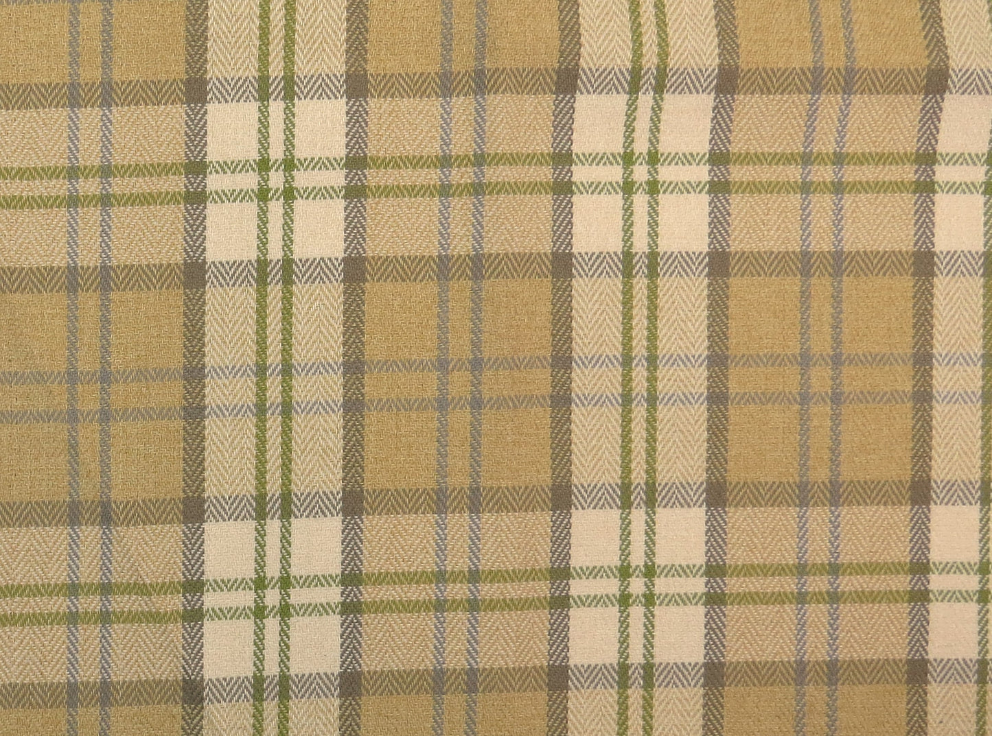 Chester Green Mix Plaid Tartan Flat Weave Upholstery Fabric