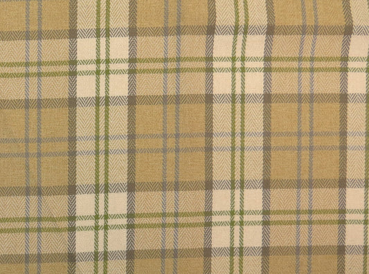 Chester Green Mix Plaid Tartan Flat Weave Upholstery Fabric