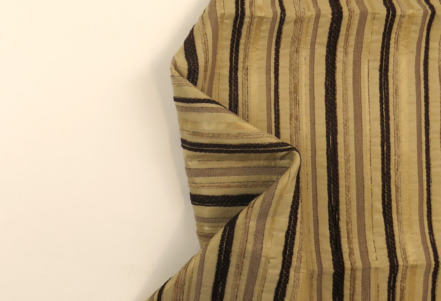 Crawford Mixed Brown & Fawn Stripe Brocade Upholstery Fabric
