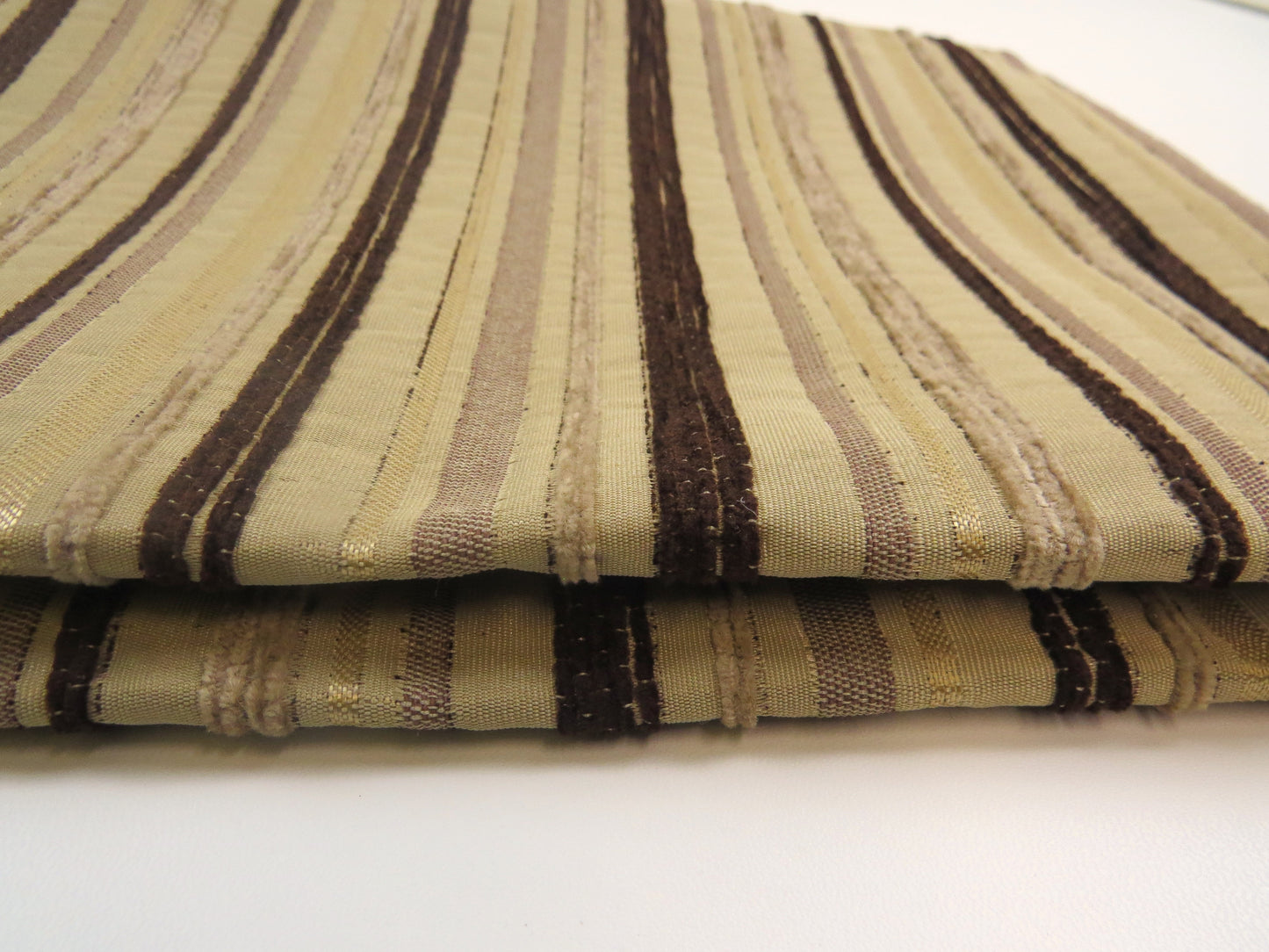 Crawford Mixed Brown & Fawn Stripe Brocade Upholstery Fabric
