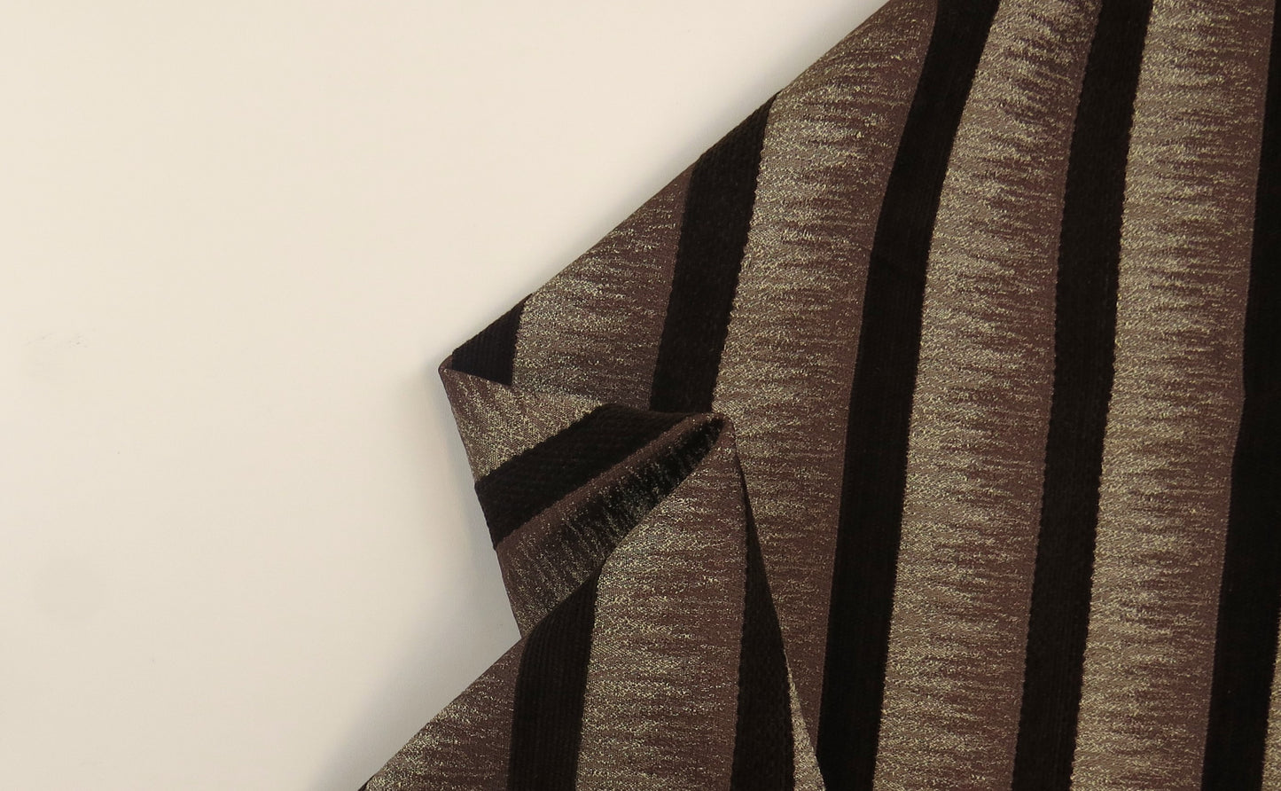 Sandringham Striped Brown Brocade Upholstery Fabric