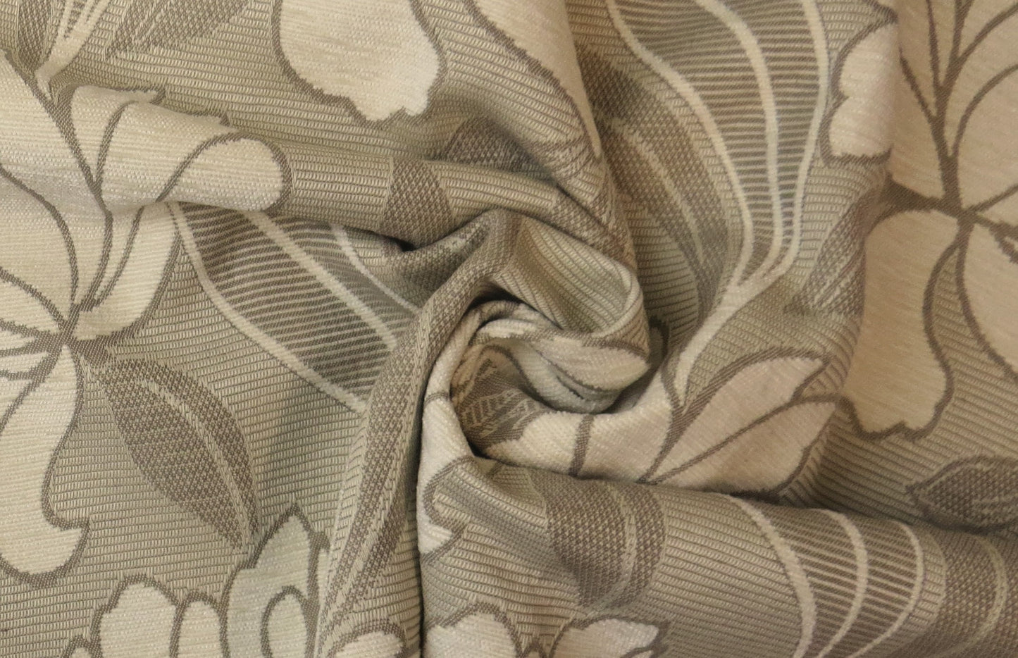 Cream and Beige Floral Brocade Upholstery Fabric