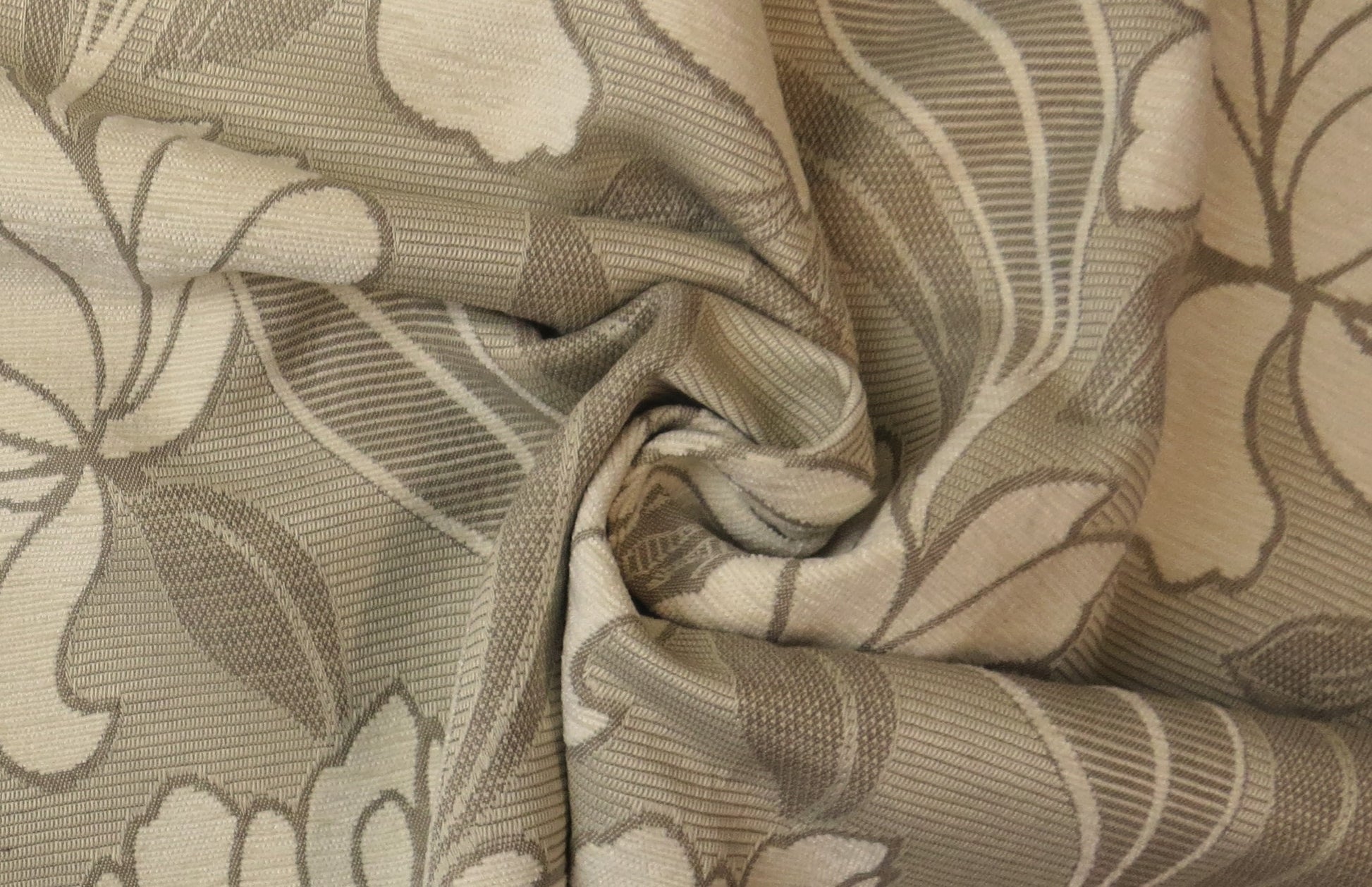 Cream and Beige Floral Brocade Upholstery Fabric