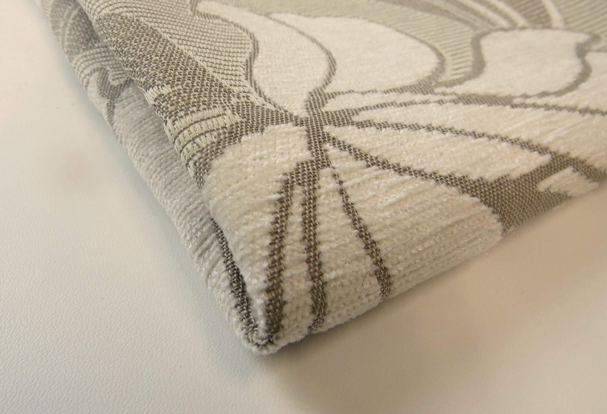 Cream and Beige Floral Brocade Upholstery Fabric