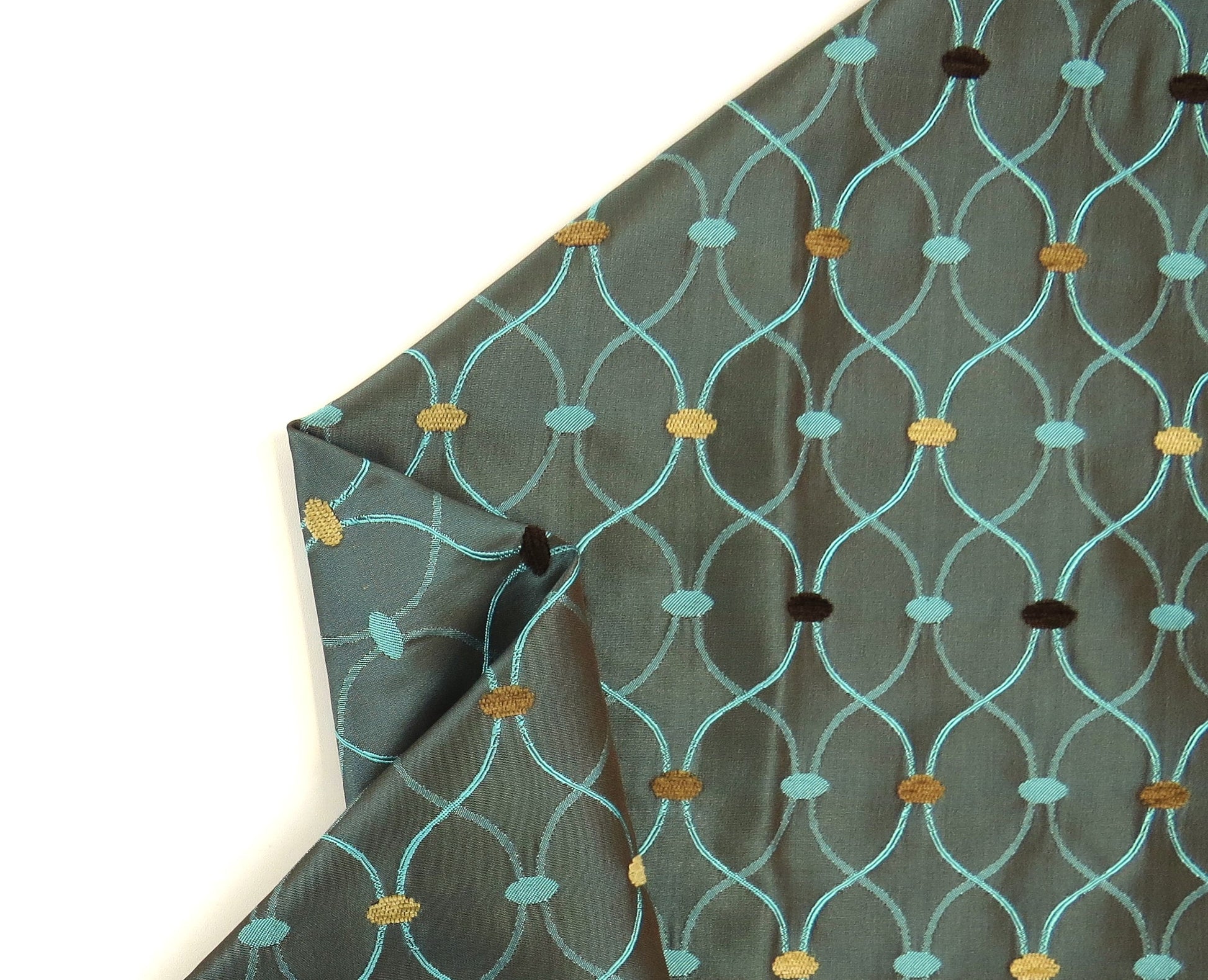 Maltese Teal Brocade Upholstery Fabric