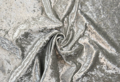 Silver Crushed Velvet Upholstery Fabric - Soft Options upholstery trim