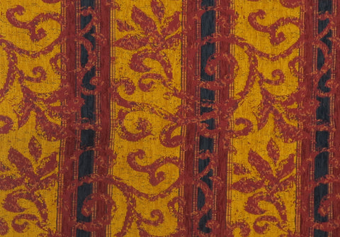 Gradius Floral Stripe Mustard Chenille Upholstery Fabric - Soft Options upholstery trim