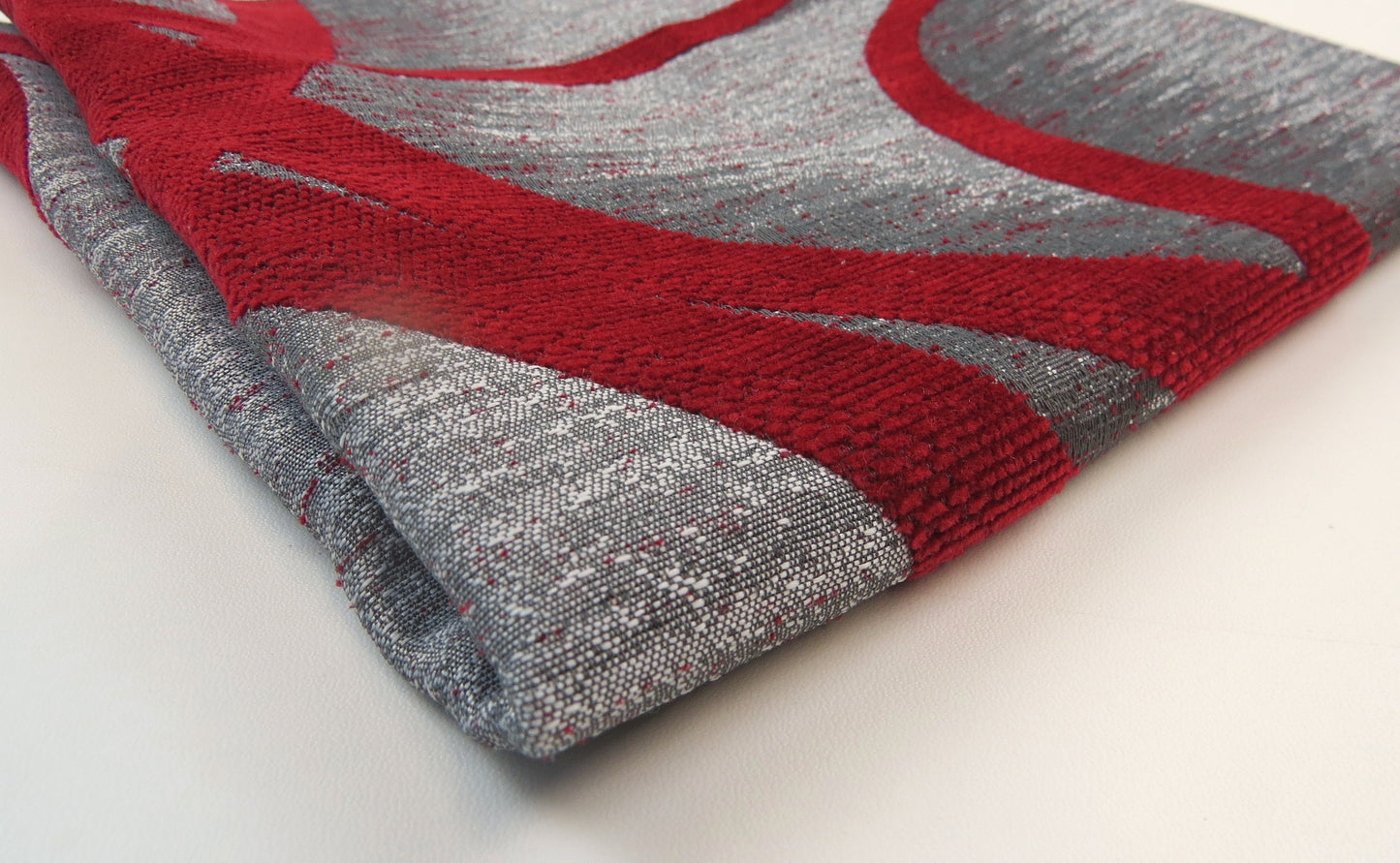Sandringham Swirl Red Chenille Upholstery Fabric