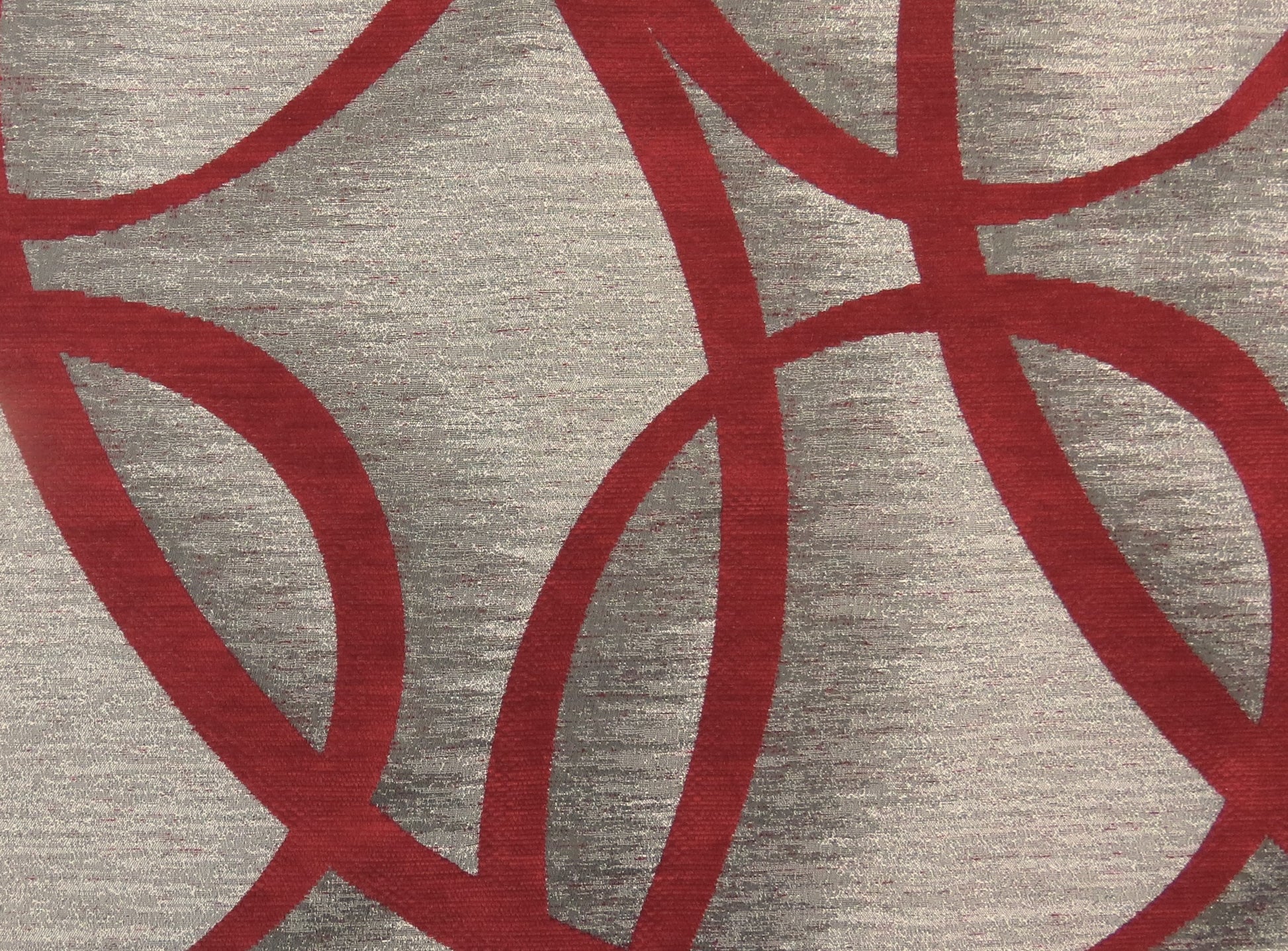 Sandringham Swirl Red Chenille Upholstery Fabric