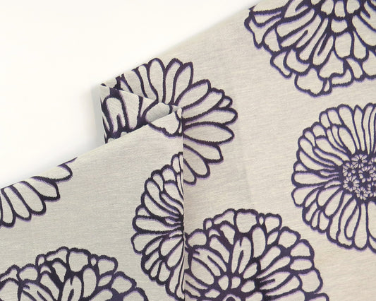 Chrysanthemum Purple Floral Flat Weave Upholstery Fabric