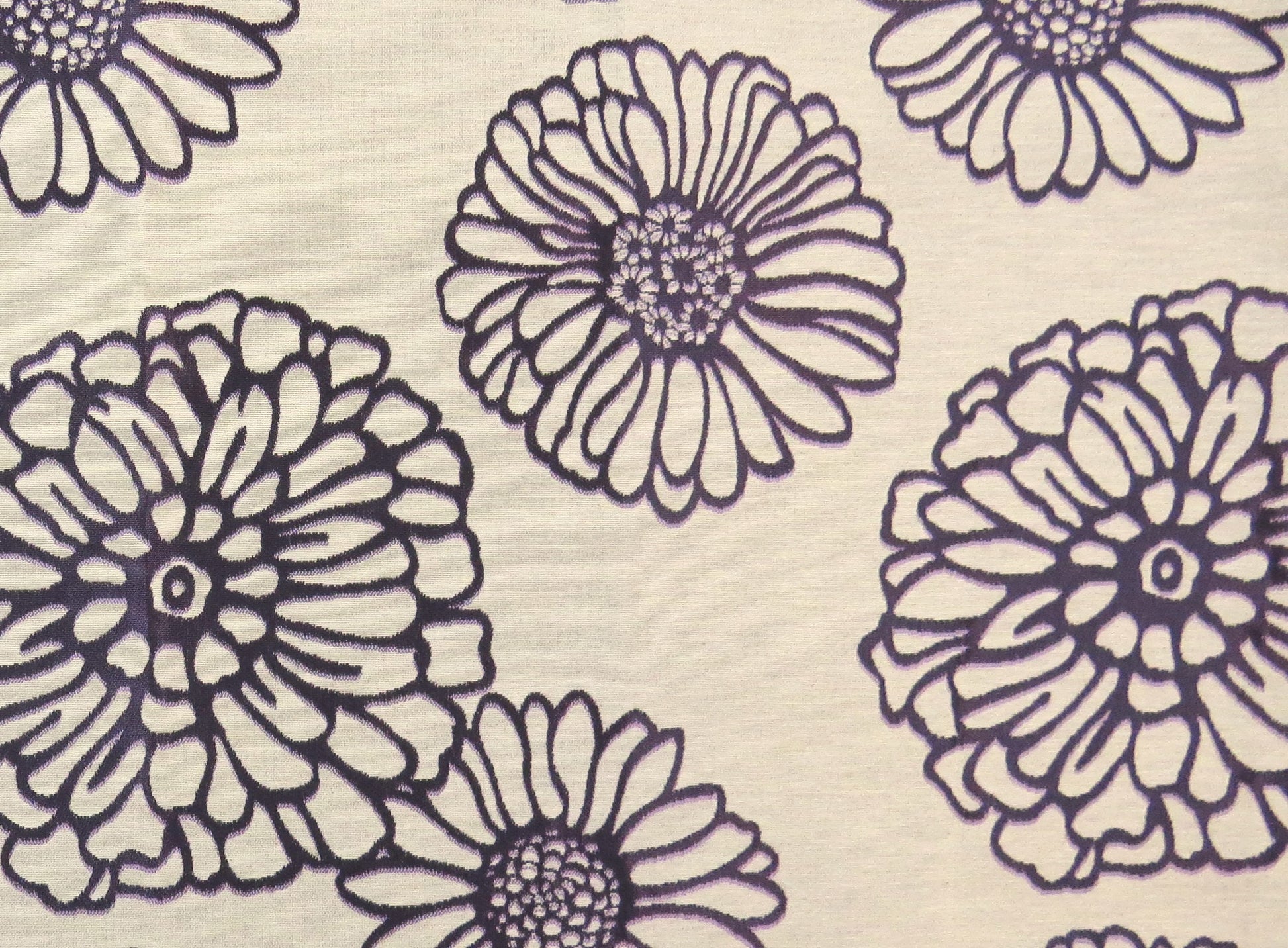 Chrysanthemum Purple Floral Flat Weave Upholstery Fabric