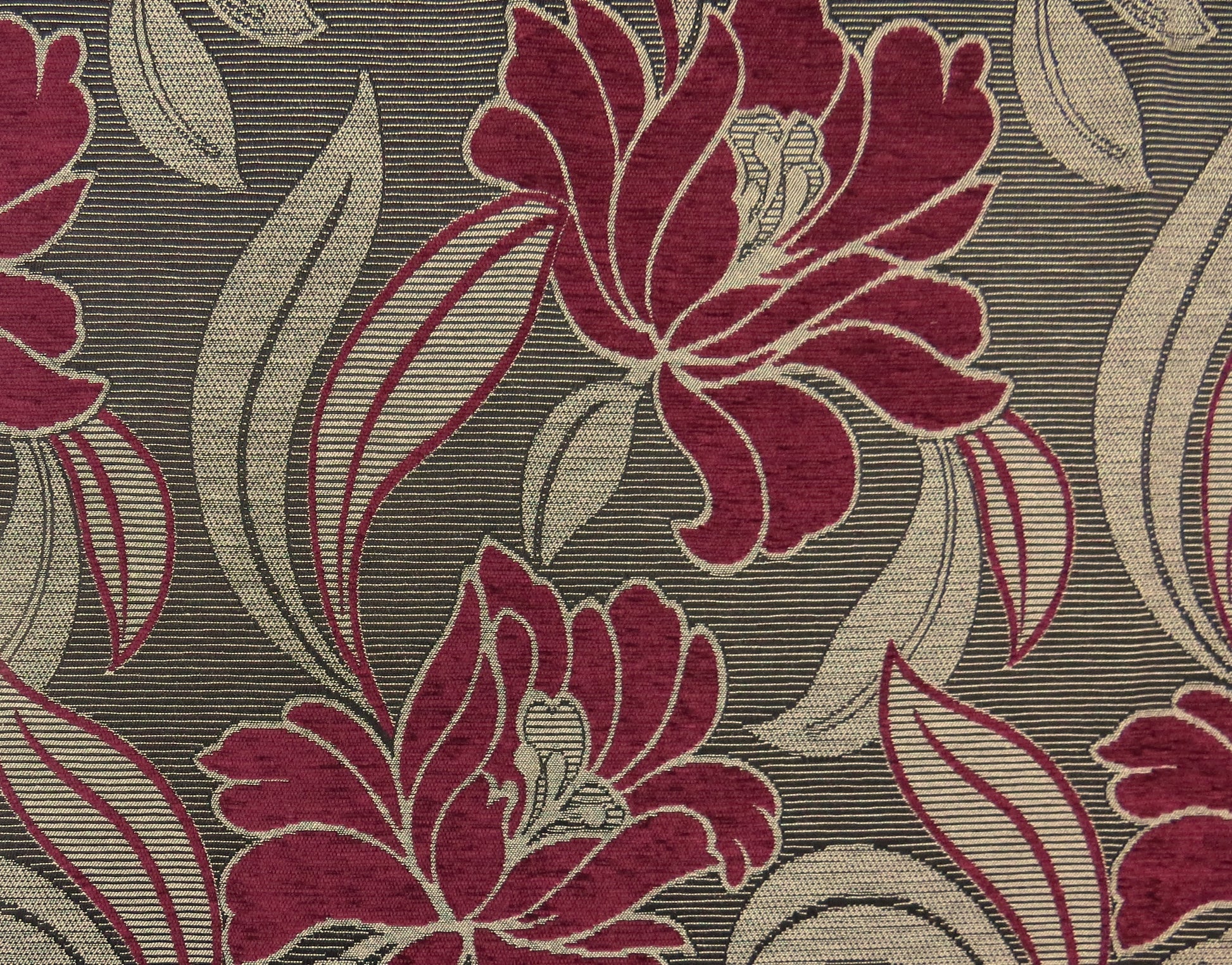 Trent Wine Floral Brocade Upholstery Fabric