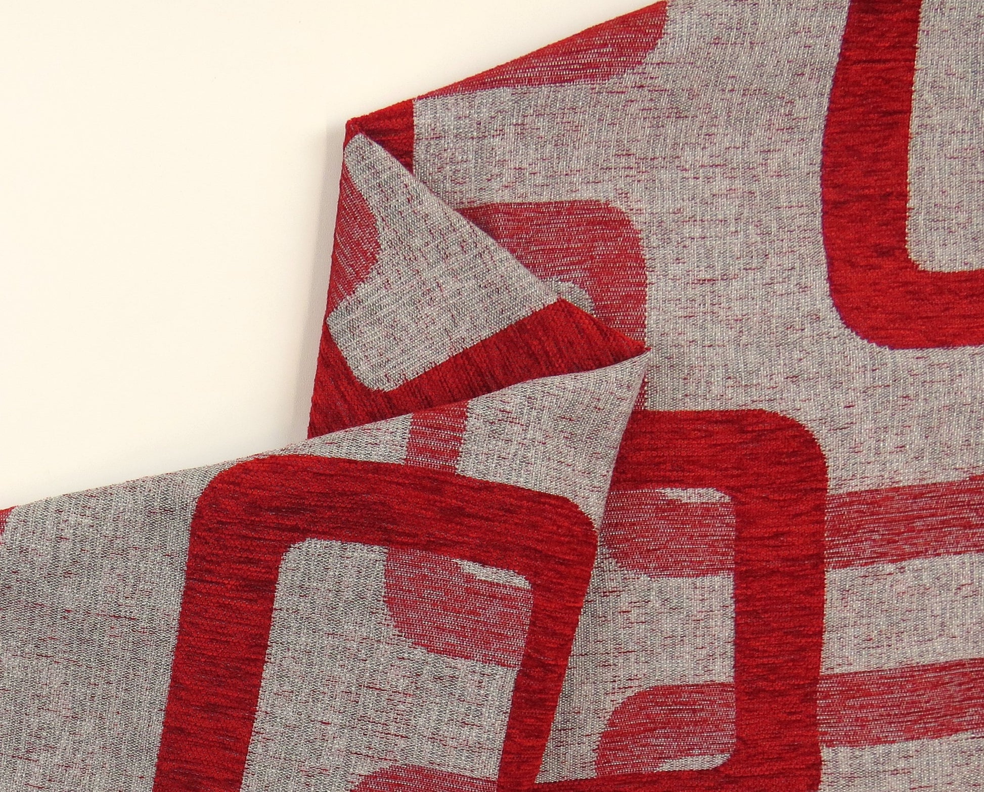 Portabello Retro Red Chenille Upholstery Fabric