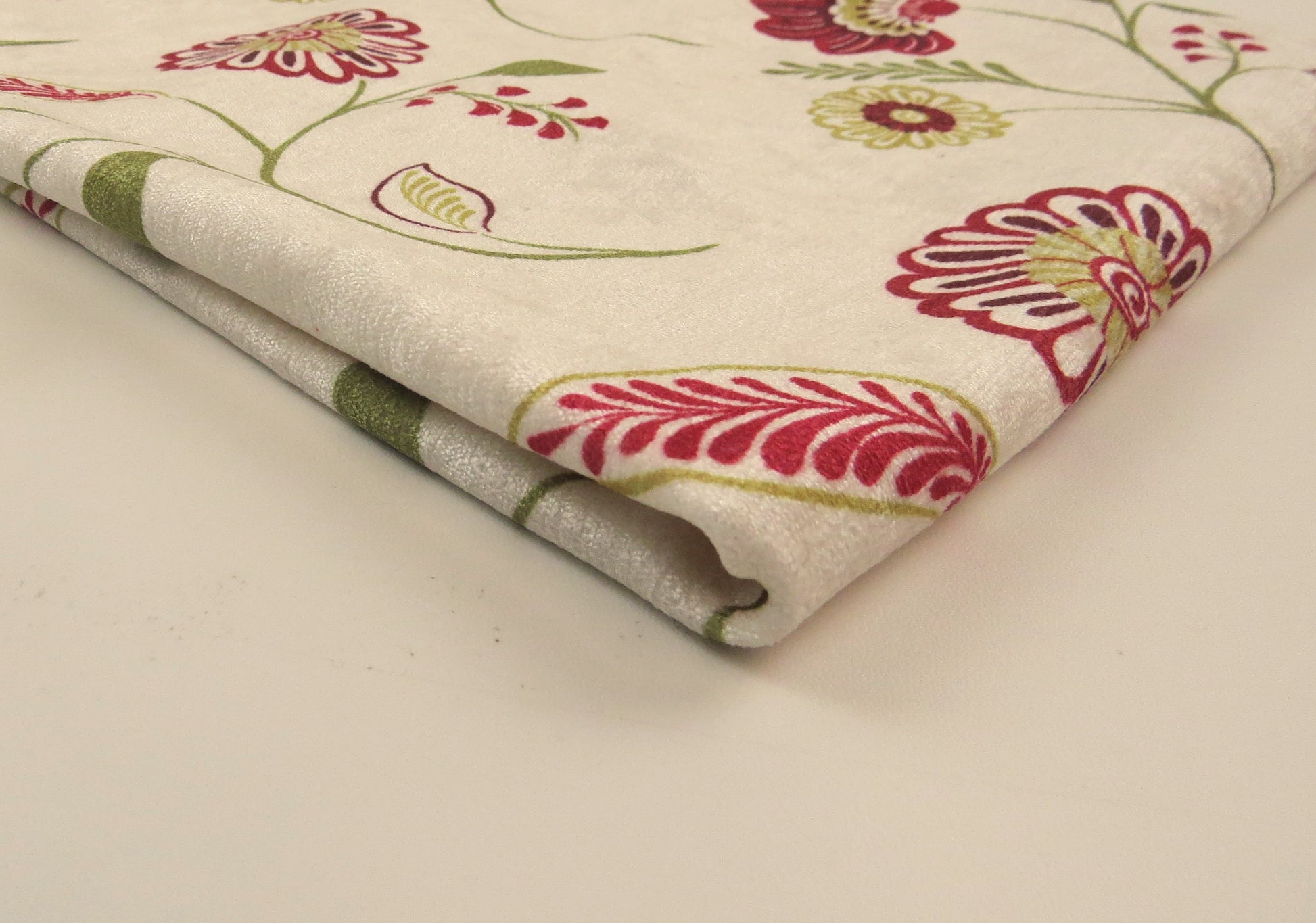 Cascade Red Floral Velvet Upholstery Fabric