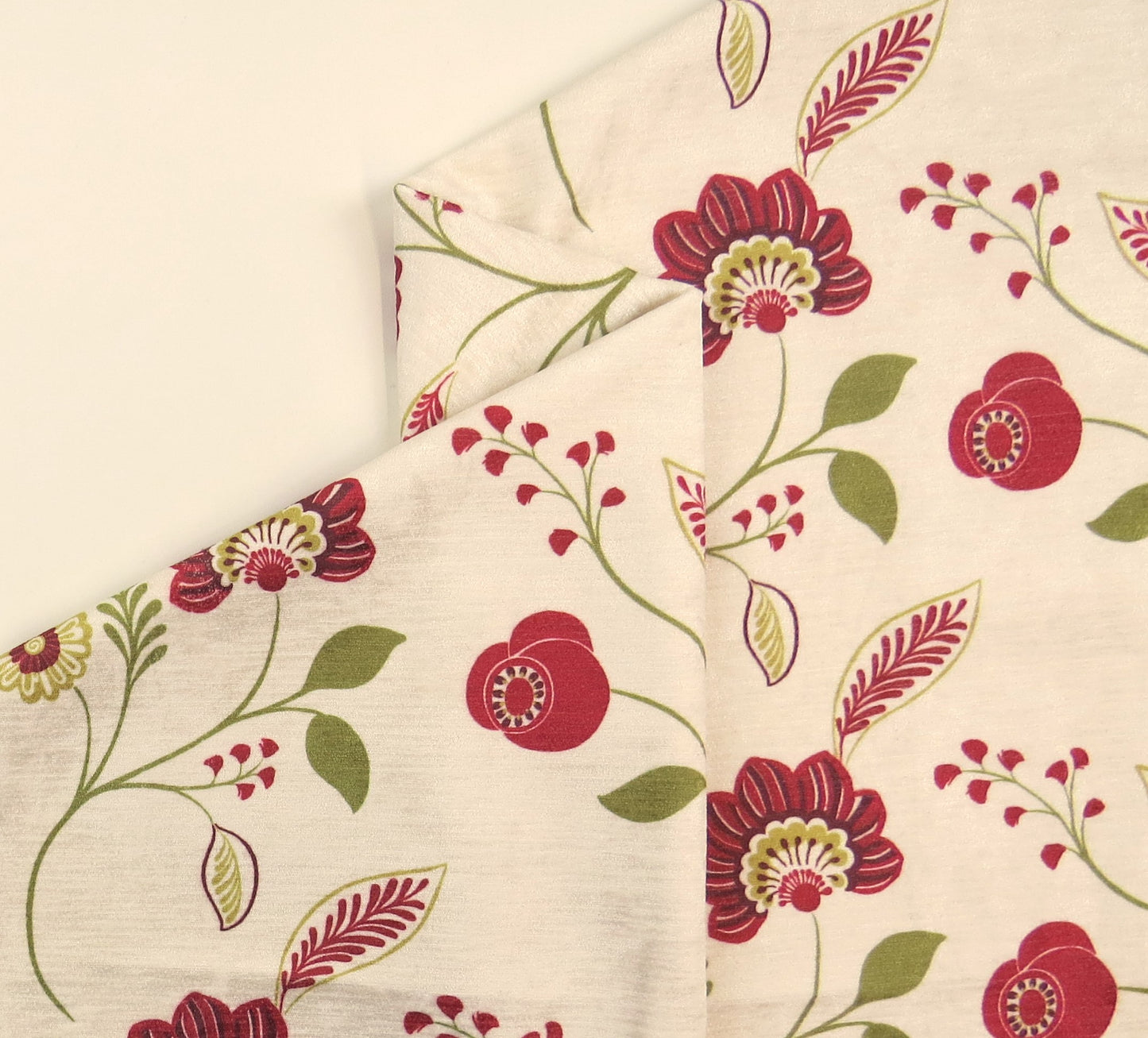 Cascade Red Floral Velvet Upholstery Fabric