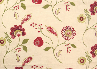 Cascade Red Floral Velvet Upholstery Fabric - Soft Options upholstery trim