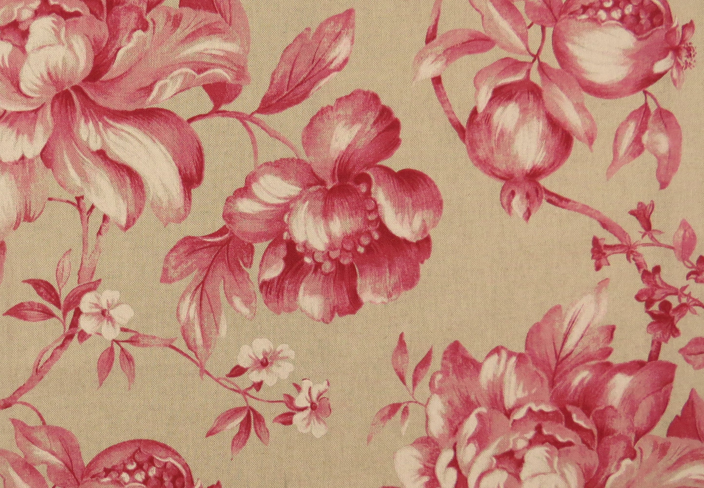 Country Cottage Red Rose Floral Cotton Upholstery Fabric - Soft Options upholstery trim