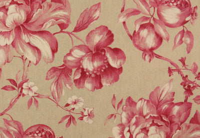 Country Cottage Red Rose Floral Cotton Upholstery Fabric - Soft Options upholstery trim