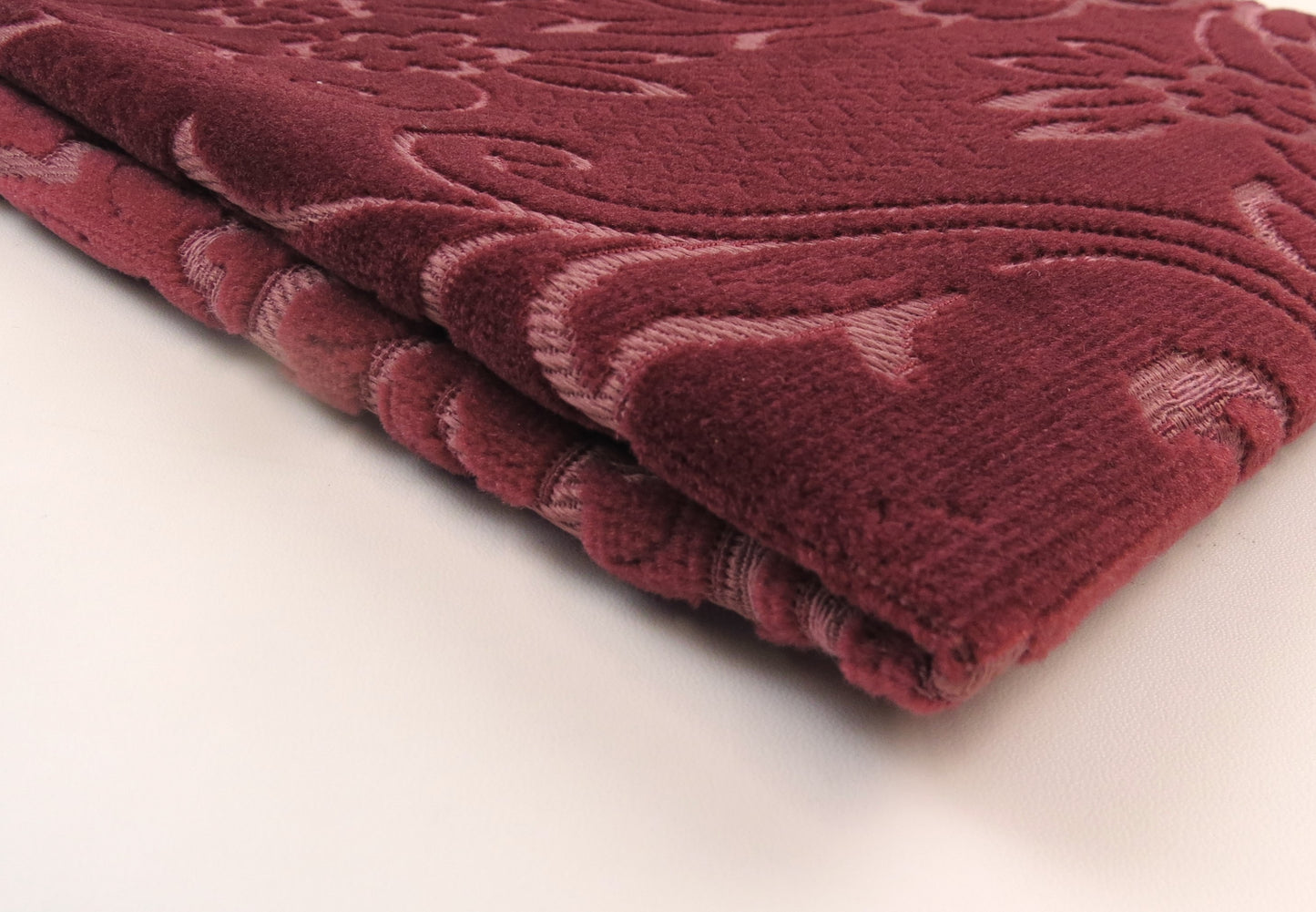 Pebbles Merlot Floral Velvet Upholstery Fabric