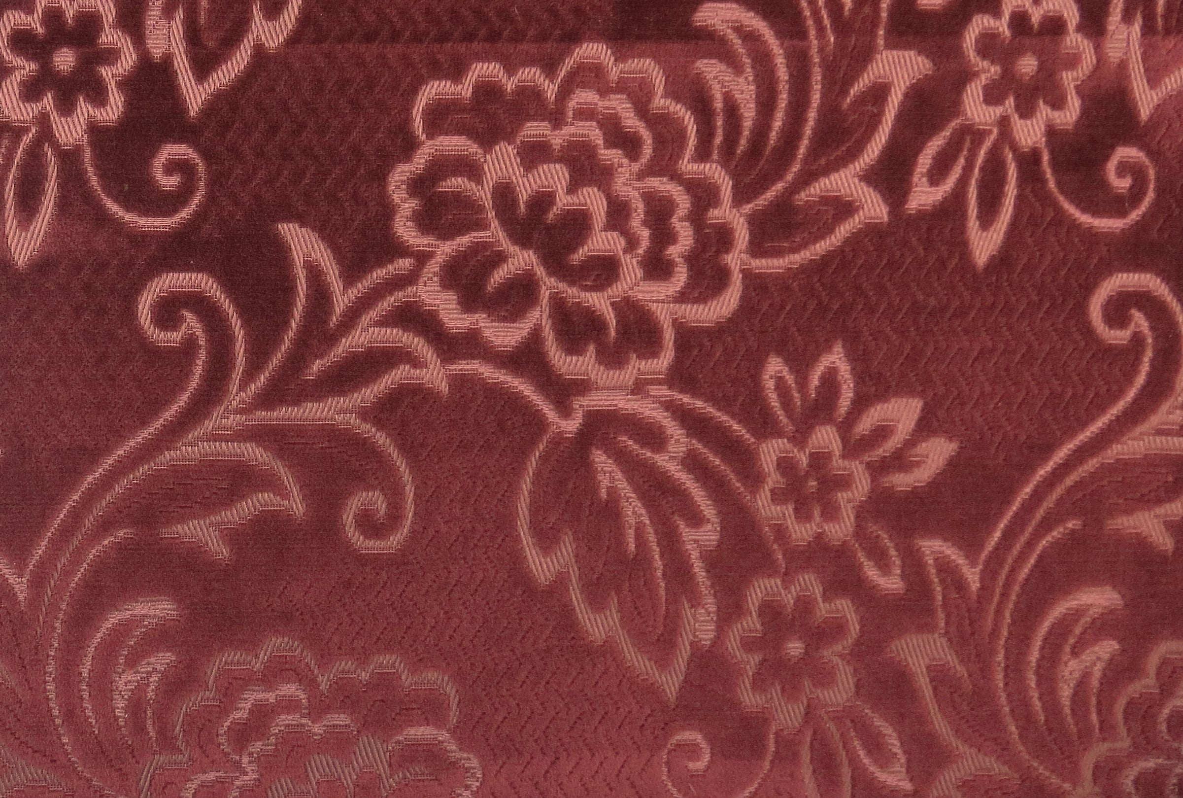Pebbles Merlot Floral Velvet Upholstery Fabric - Soft Options upholstery trim Soft Options Fabric Supplies