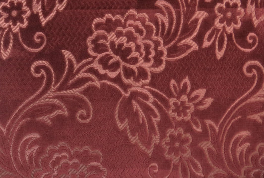 Pebbles Merlot Floral Velvet Upholstery Fabric - Soft Options upholstery trim