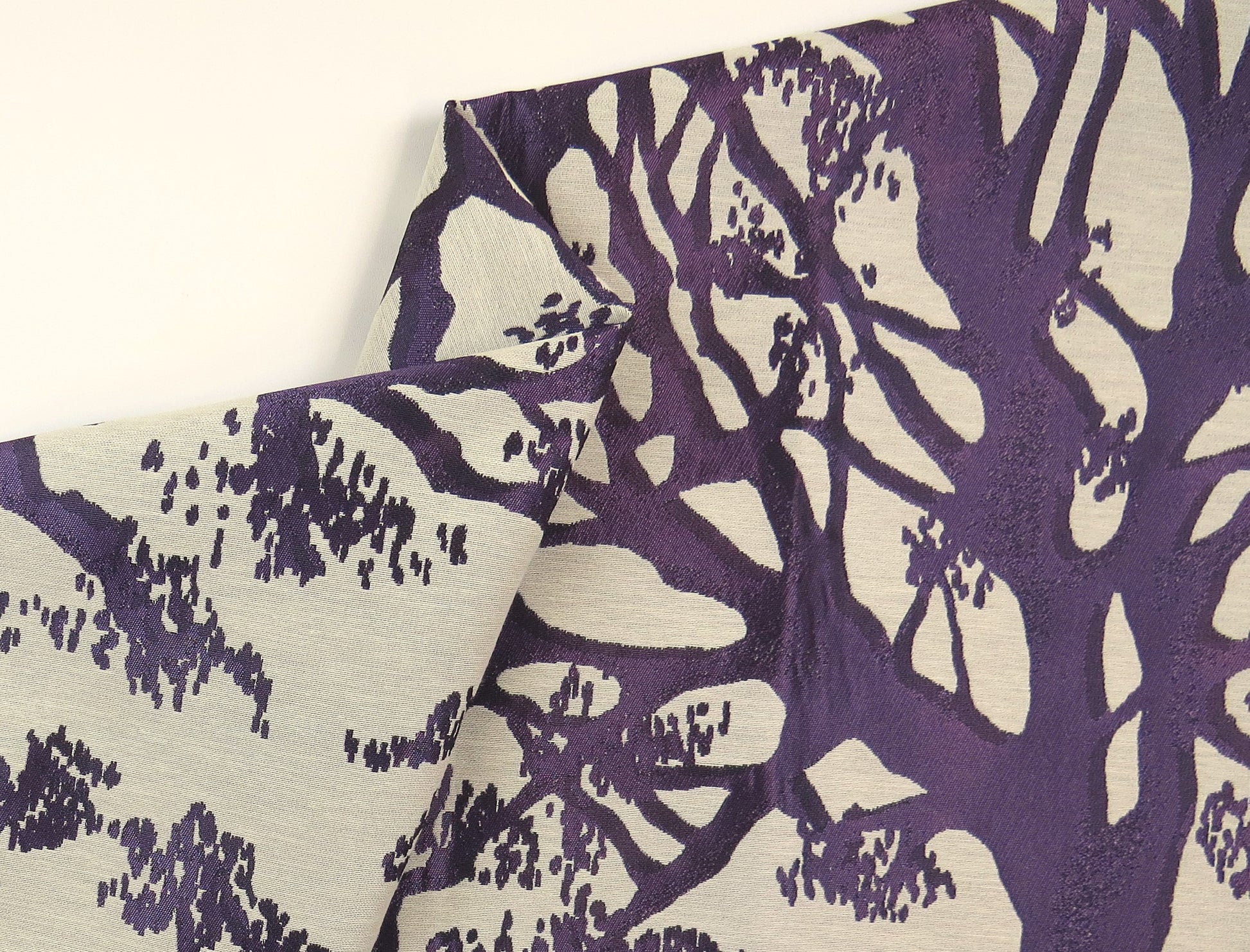 Purple Birch Floral Flat Weave Upholstery Fabric