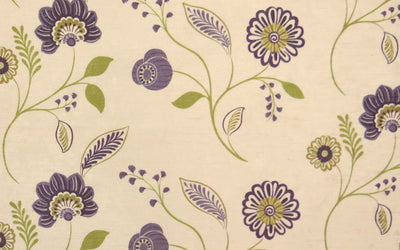 Cascade Purple Floral Velvet Upholstery Fabric - Soft Options upholstery trim