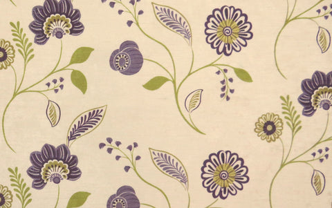 Cascade Purple Floral Velvet Upholstery Fabric - Soft Options upholstery trim
