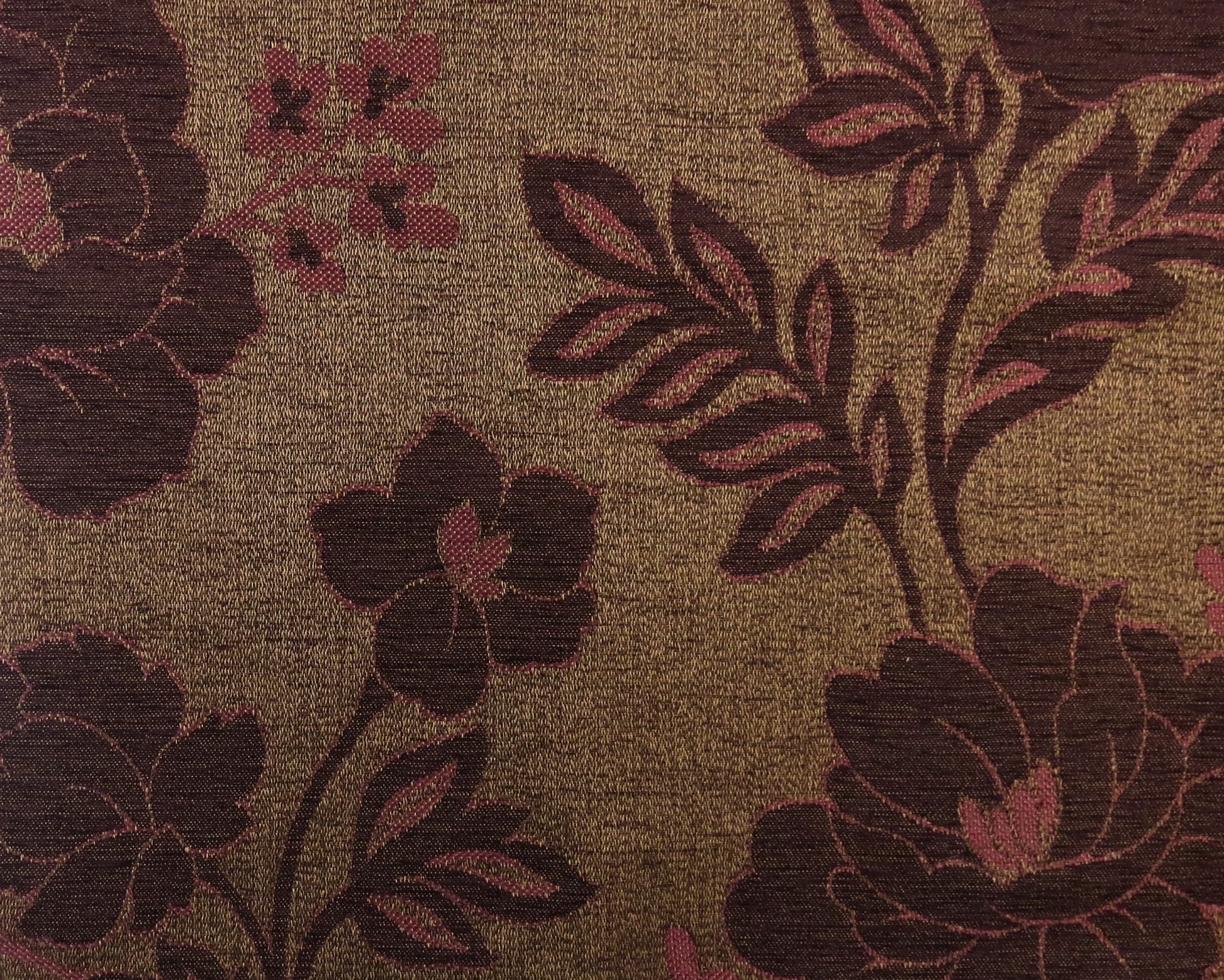Yarmouth Brown Floral Flat Weave Upholstery Fabric