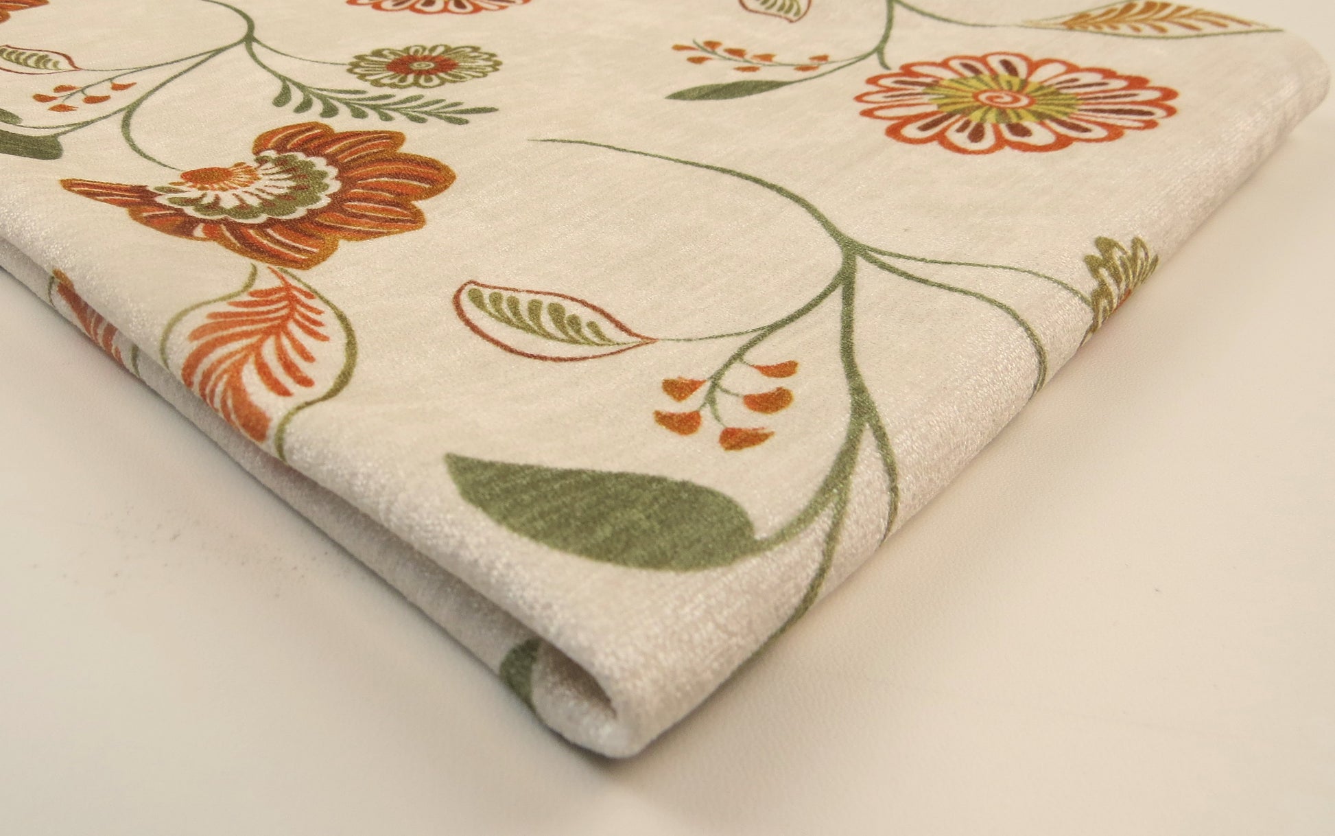 Cascade Orange Floral Velvet Upholstery Fabric