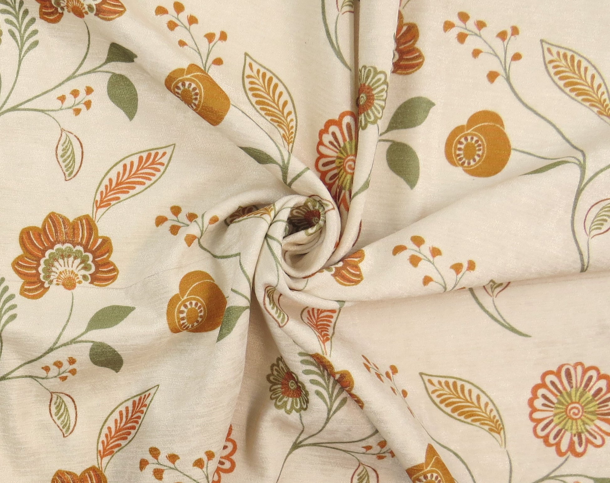 Cascade Orange Floral Velvet Upholstery Fabric
