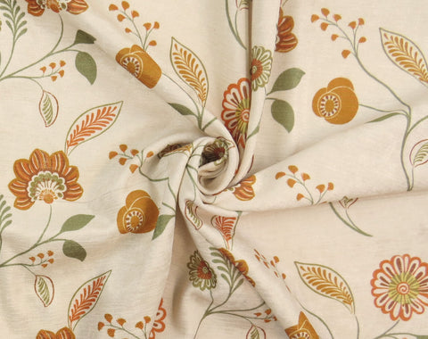 Oranger Samt-Polsterstoff "Cascade" mit Blumenmuster