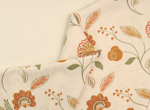 Oranger Samt-Polsterstoff "Cascade" mit Blumenmuster