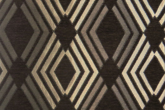 Ringo Black Silver Diamond Brocade Upholstery Fabric - Soft Options upholstery trim