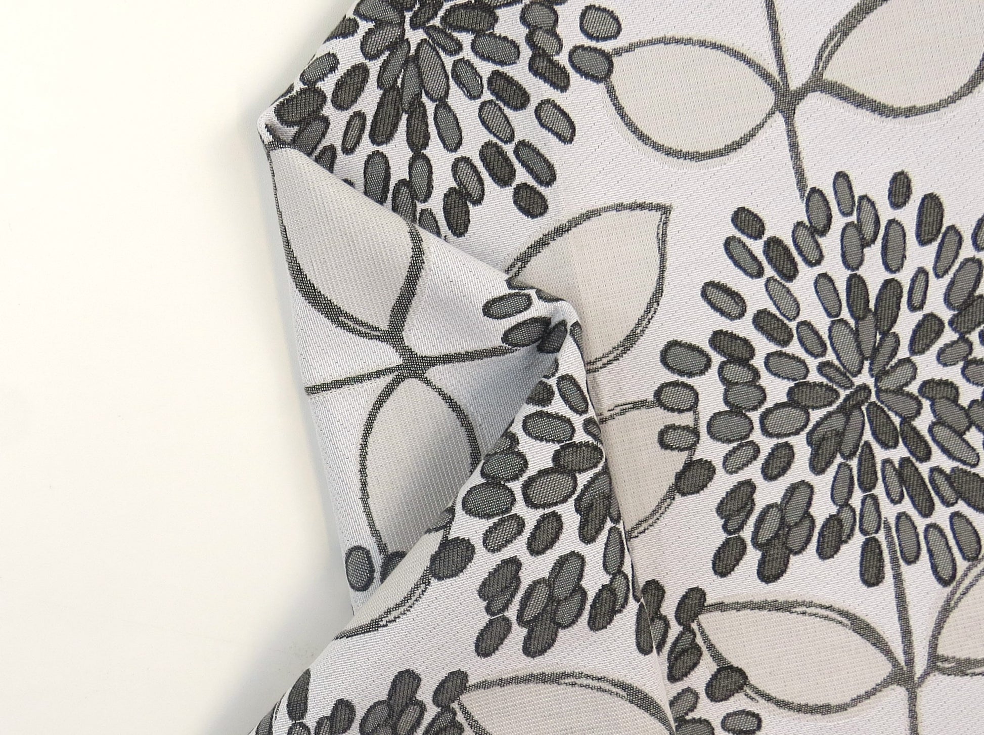 Guild Grey Floral Flat Weave Upholstery Fabric