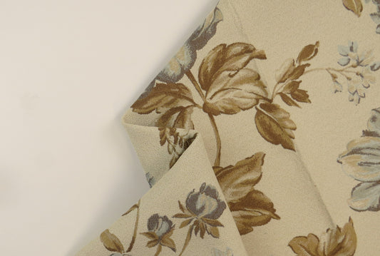 Charleston Mixed Floral Duck Egg Flat Weave Upholstery Fabric