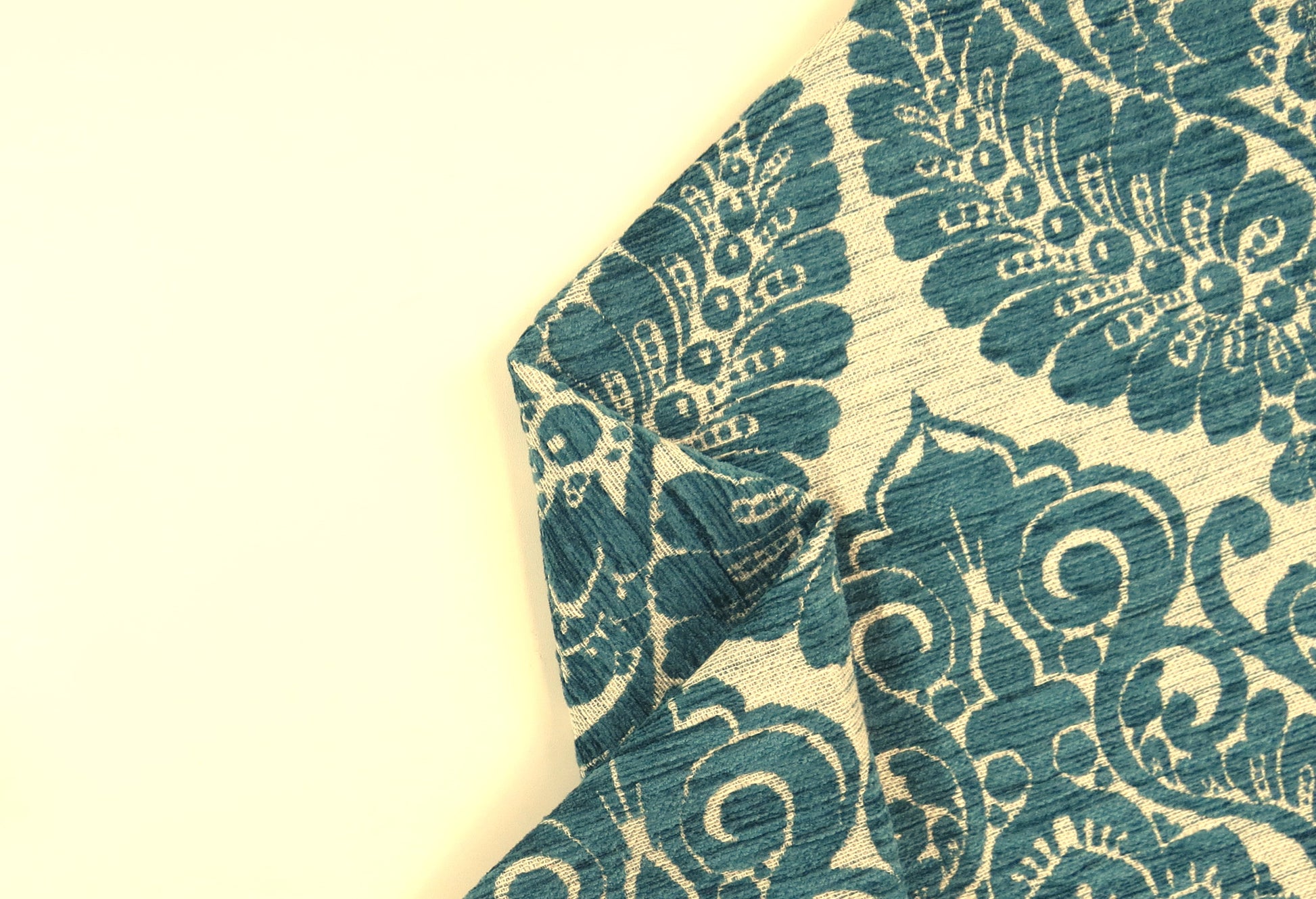 Traditional Deep Teal Chenille Upholstery Fabric