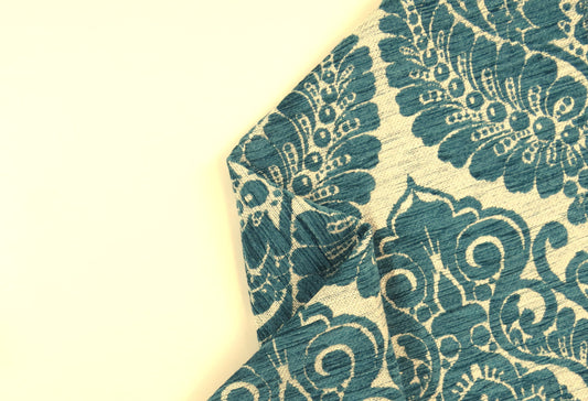 Traditional Deep Teal Chenille Upholstery Fabric