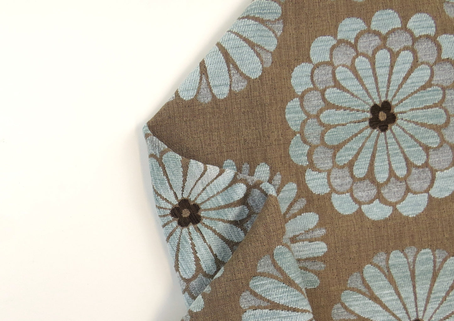 Hollyhead Daisy Light Blue Chenille Upholstery Fabric