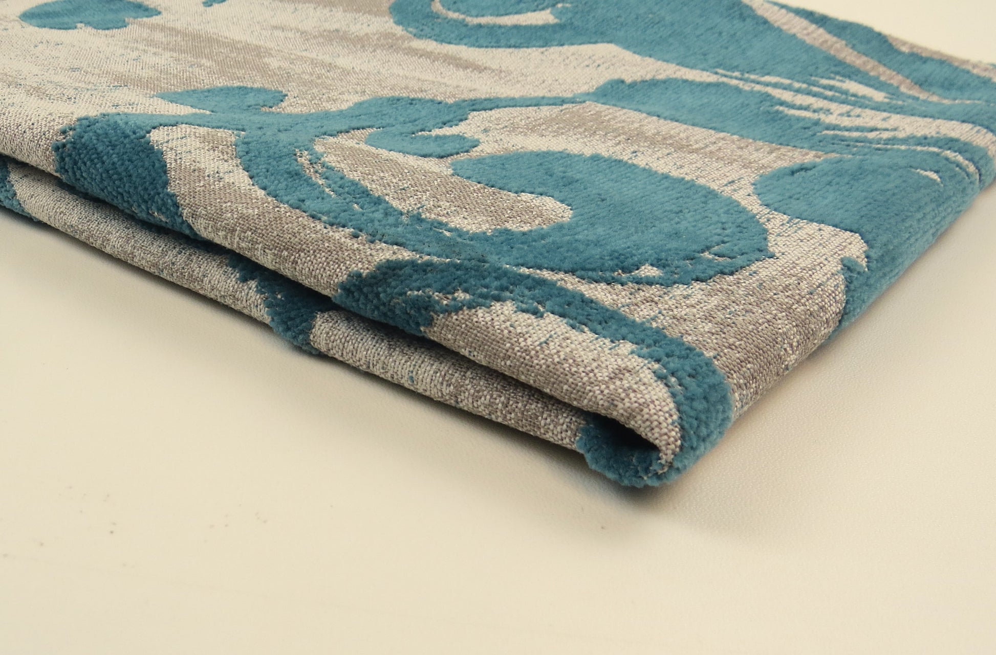 Rustic Embossed Teal Chenille Upholstery Fabric