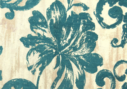 Rustic Embossed Teal Chenille Upholstery Fabric - Soft Options upholstery trim